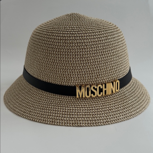 👒👒👒 MOSCHINO LETTERING LOGO RAFFIA HAT - Picture 2 of 9